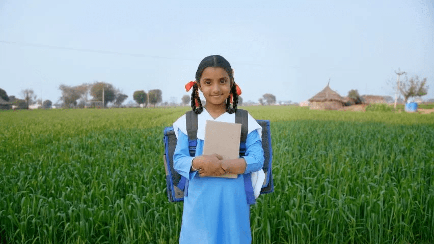 Transformative education in India: A determined girl takes strides toward knowledge and empowerment.