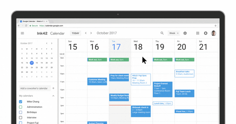 Animated GIF displaying the user interface of Google Calendar. The image is to highlight top tips for exam prep. That is the importance of time management